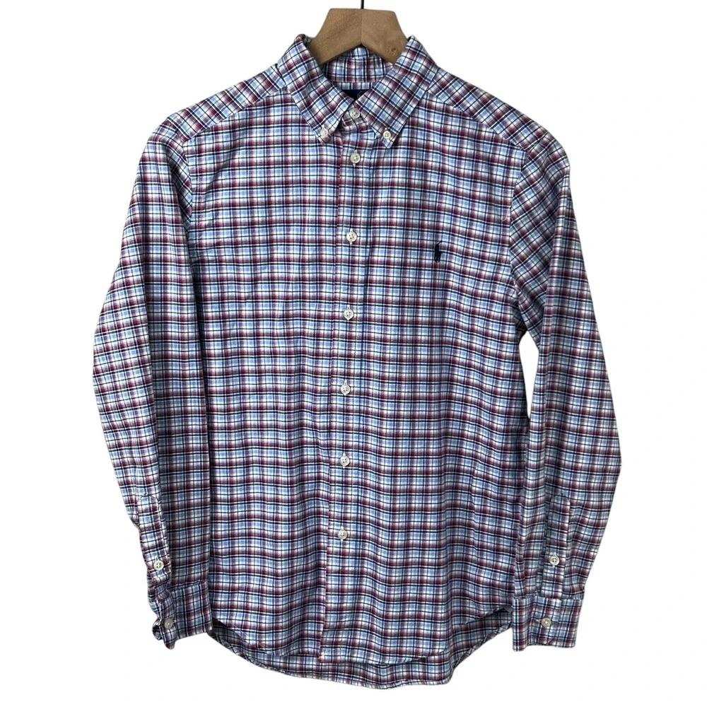 Ralph Lauren Boys Large Multicolor Plaid Long‎ Sleeve Thick  Button Down Shirt